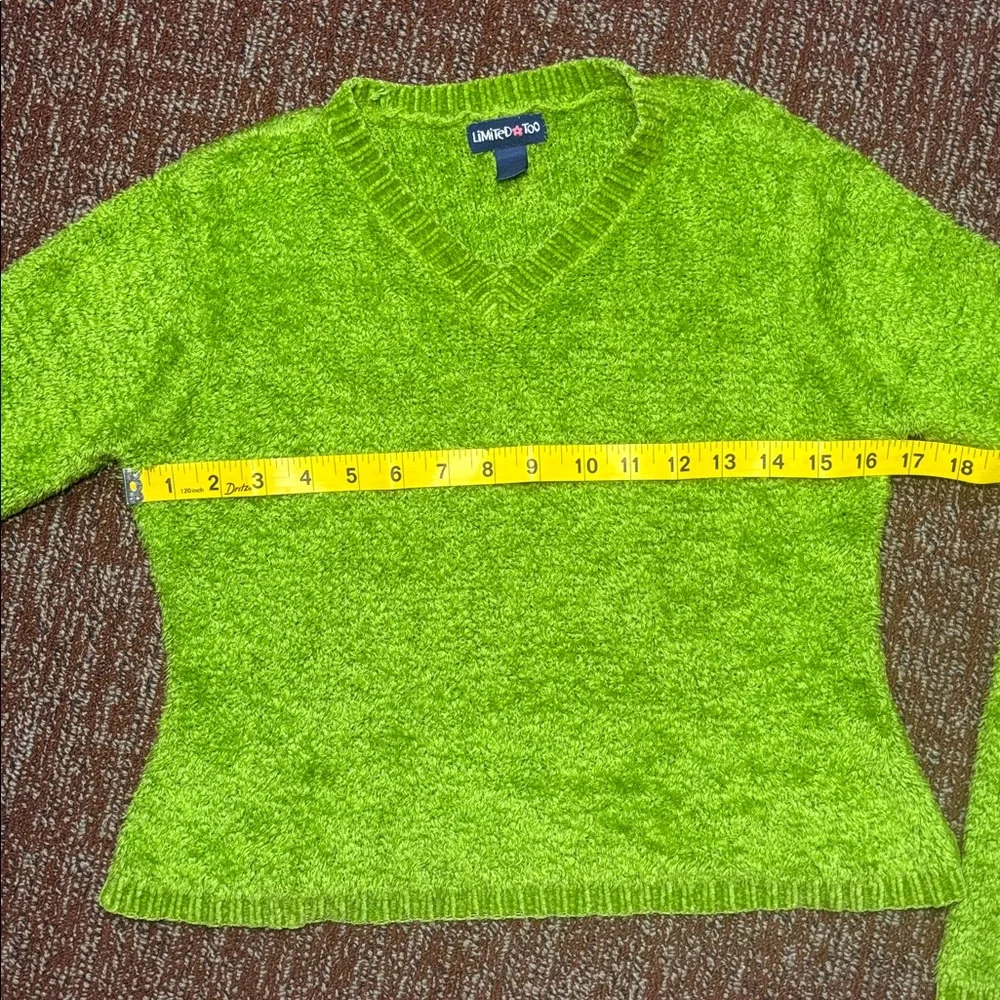 Vintage Limited Too V-Neck cropped Sweater chartreuse textured grail sweater XS - Picture 8 of 10
